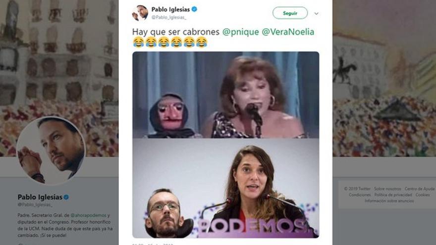 Iglesias comparte un tuit que compara a Echenique con doña Rogelia