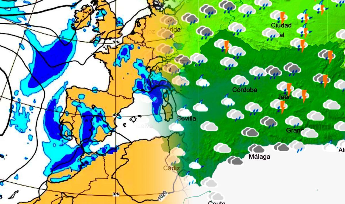 Previsión el martes en Andalucía y la situación de la DANA en España.