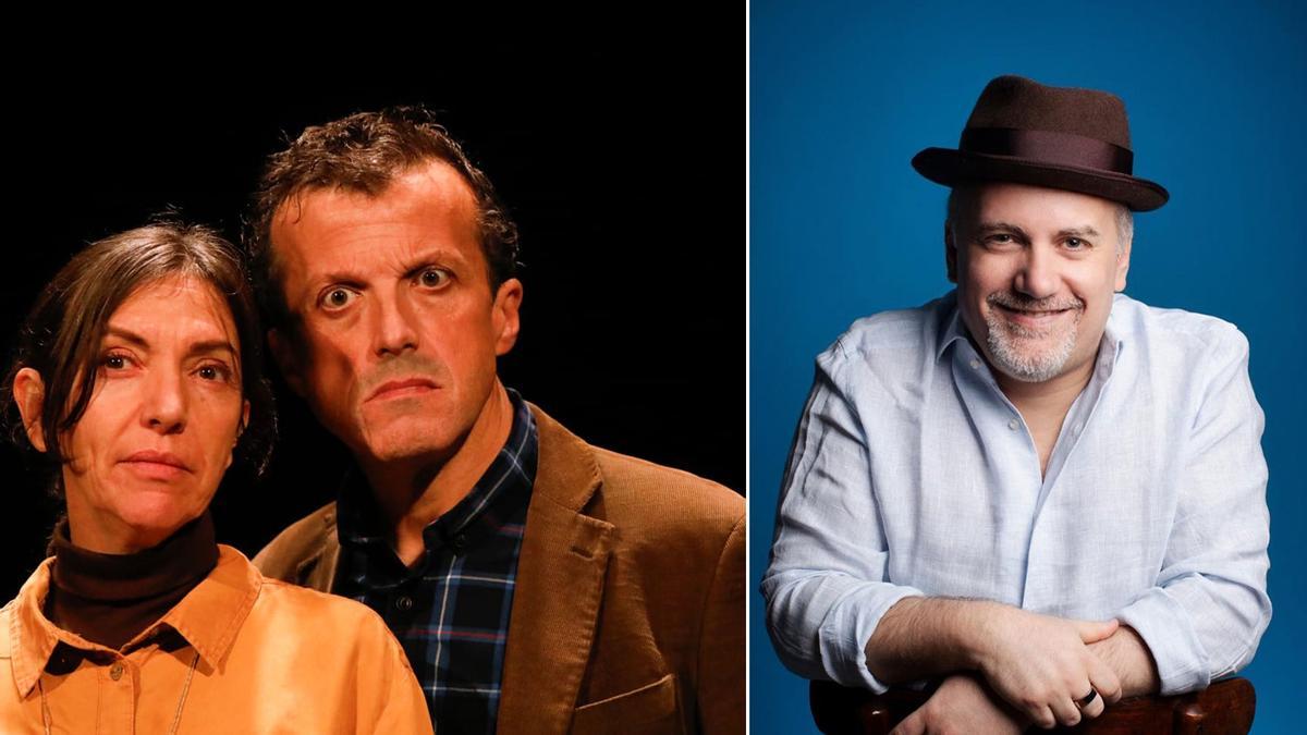 A la izquierda, Yolanda Gómez Escudero y Jorge Moreno Pieiga, integrantes de la compañía "patriaCHICA". A la derecha, el pianista y escritor hispano- estadounidense Josu Solaun.