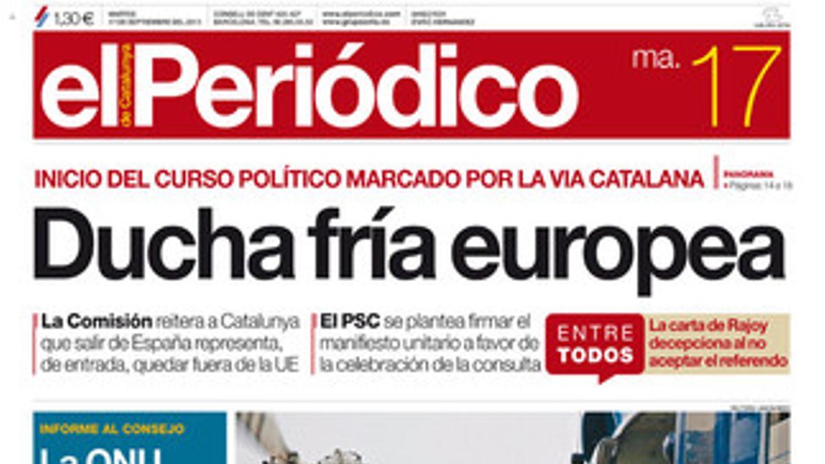 La portada de EL PERIÓDICO (17-9-2013).