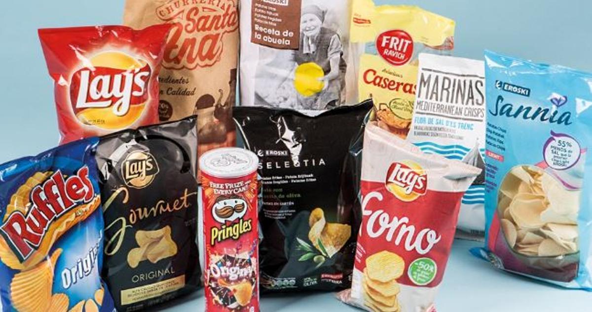 Diferentes marcas de patatas fritas