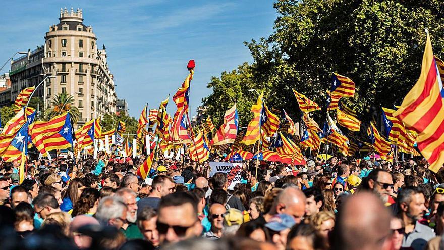 Manifestació de la Diada l&#039;any passat, una imatge que enguany no es repetirà per la covid-19