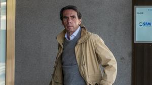 José María Aznar, a su llegada a la capilla ardiente del exministro del PP Josep Piqué.