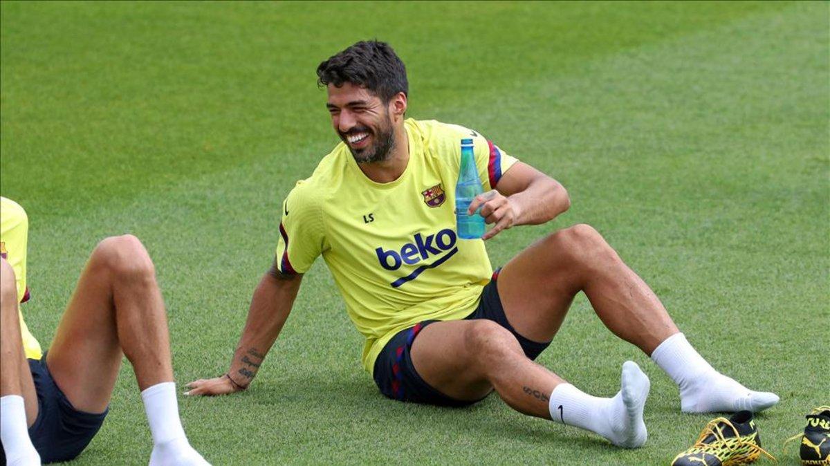 Luis Suárez, en un entrenamiento reciente del FC Barcelona