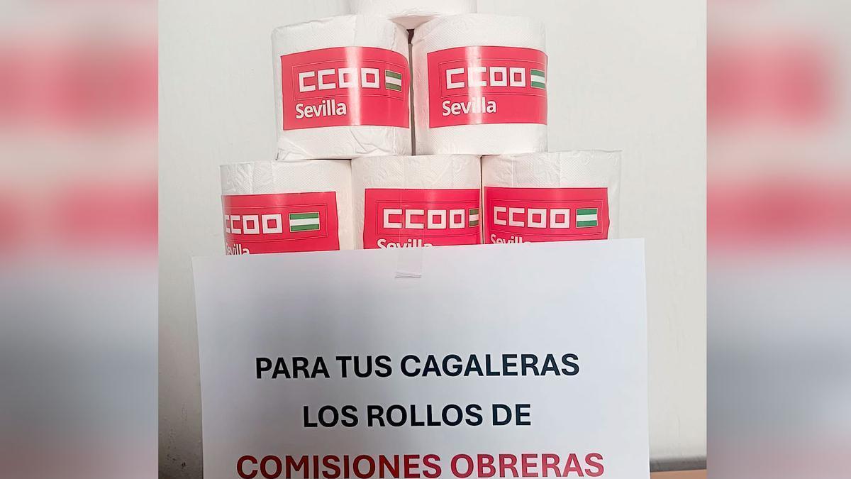 Imagen de los rollos de papel higiénico difundida por CCOO por las redes sociales a raçis de este hecho.