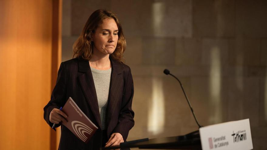 La líder de los Comuns en el Parlament, Jéssica Albiach, este lunes, tras el último pacto en materia de vivienda con el Govern