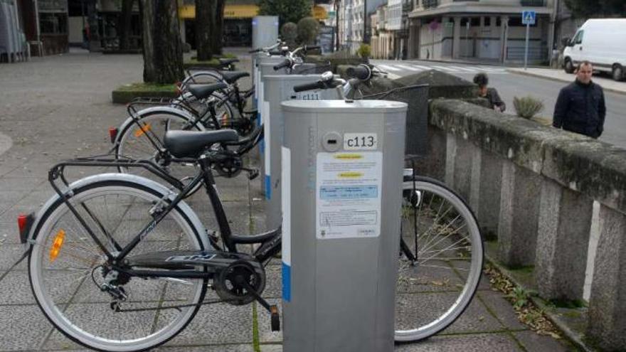 Zona de recogida de bicicletas en Praza da Torre, una de las cuatro habilitadas.  // Bernabé/Javier Lalín