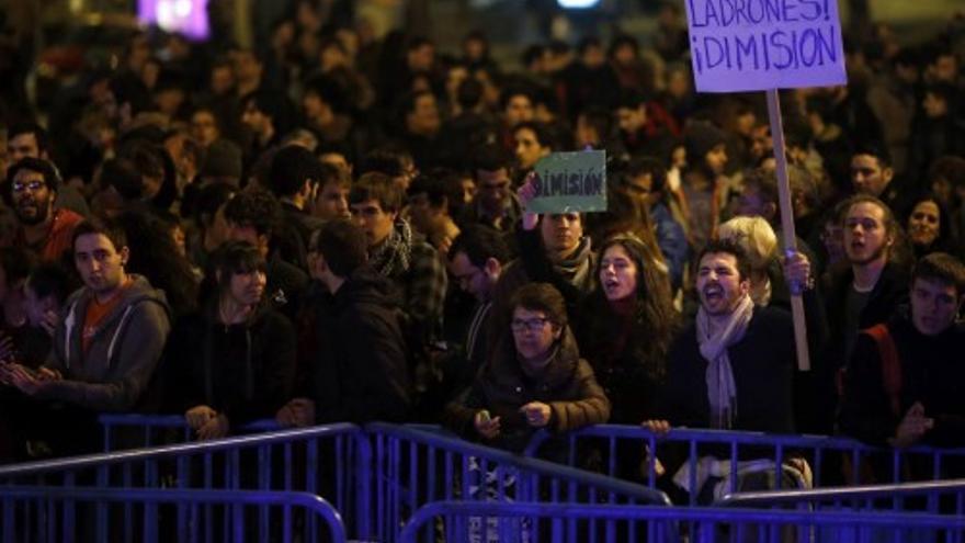 Protestas ante la sede del PP en Madrid