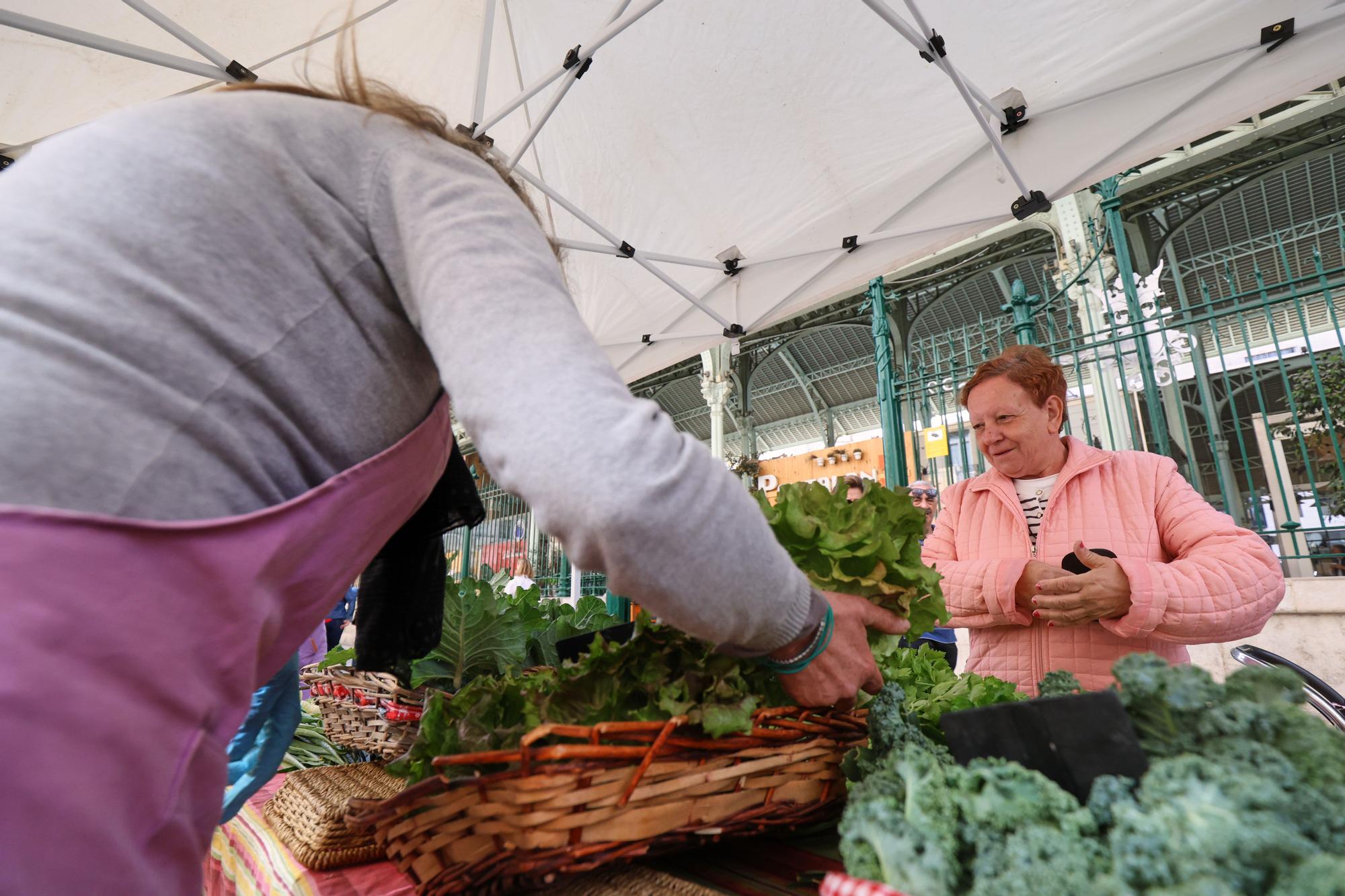 Mercadillo de frutas y verduras de huerta junto al mercado de Colón