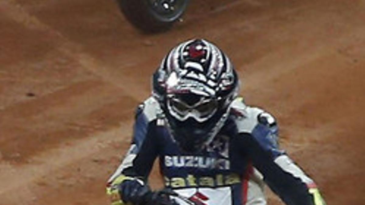 Kenny Noyes, en una carrera del Superprestigio Dirt Track de Barcelona celebradas en enero del 2014 en el Palau Sant Jordi