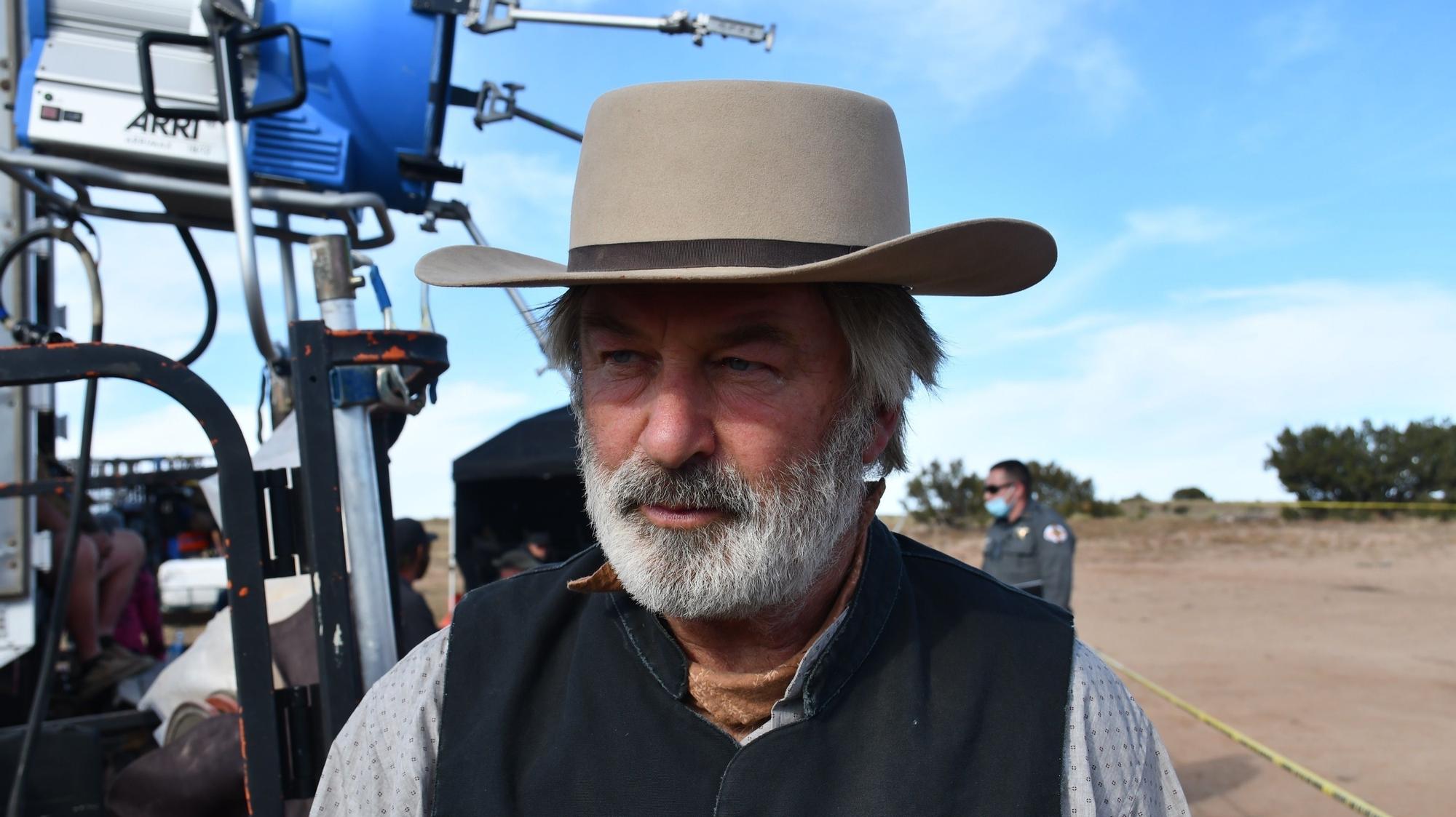 Alec Baldwin, en el rodaje de 'Rust'.