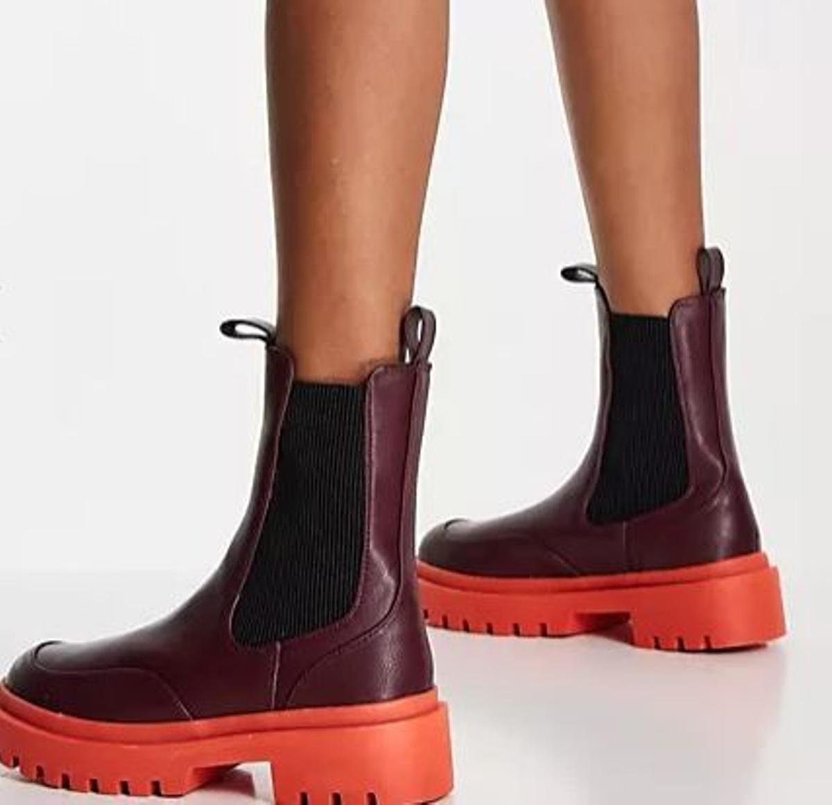 Botas Chelsea burdeos y rojas con suela de coloreada Always de ASOS DESIGN