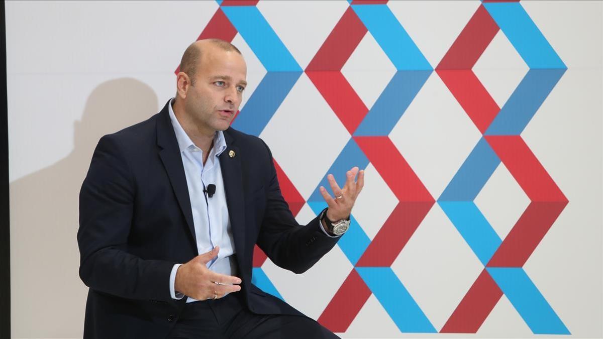 12 12 2020 El precandidato a la presidencia del FC Barcelona Xavi Vilajoana en la inauguracion de su sede electoral  en el 125 de Rambla Catalunya (Barcelona)  DEPORTES  CANDIDATURA XAVI VILAJOANA   MARC CASANOVAS