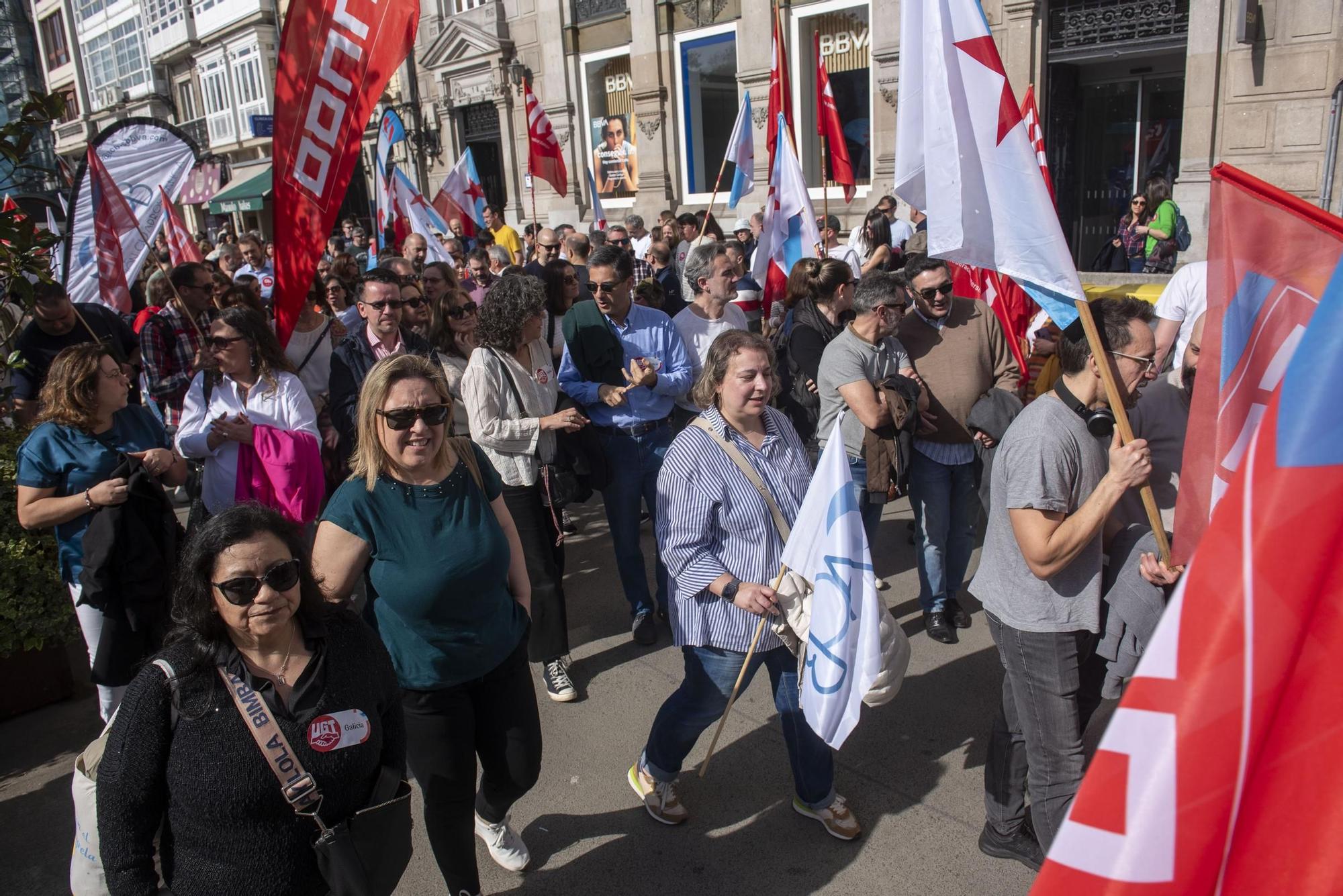 Manifestación de trabajadores del sector de la banca en A Coruña