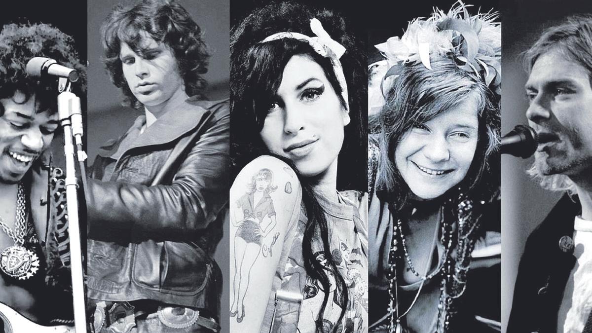Hendrix, Morrison, Winehouse, Joplin y Cobain.
