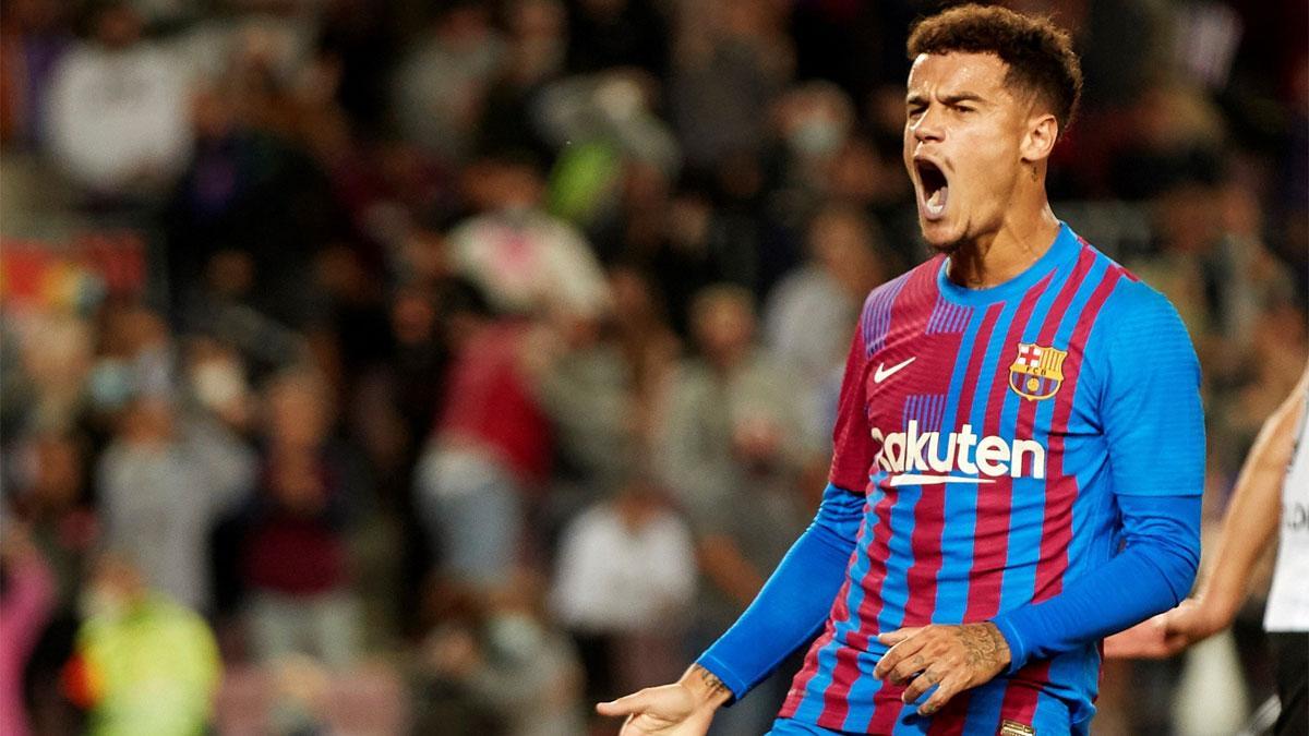 Philippe Coutinho celebra el gol que le marcó al Valencia a mitades de octubre