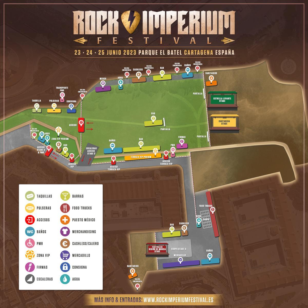 Mapa del recinto del Rock Imperium Festival.
