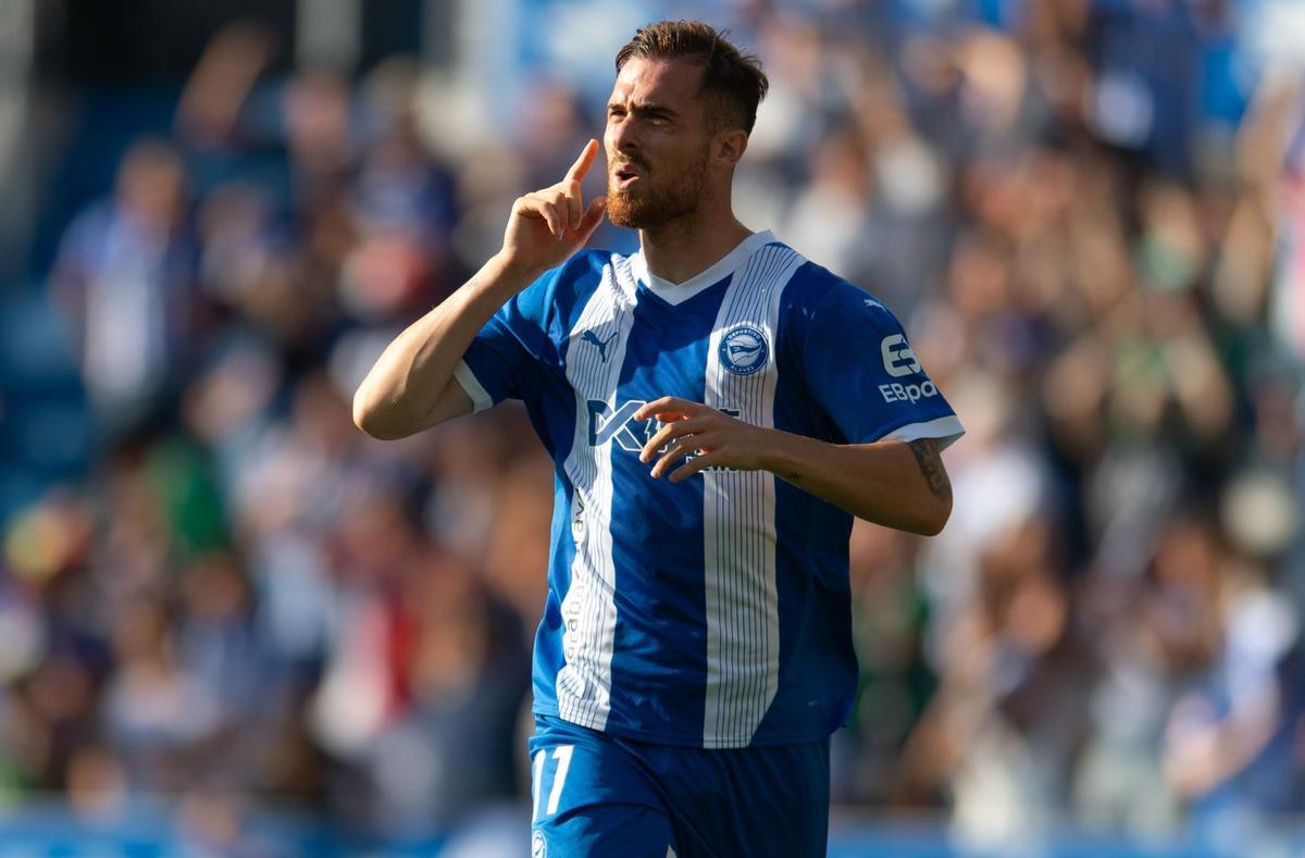 Toni Martínez tras marcar el 2-0 contra Las Palmas