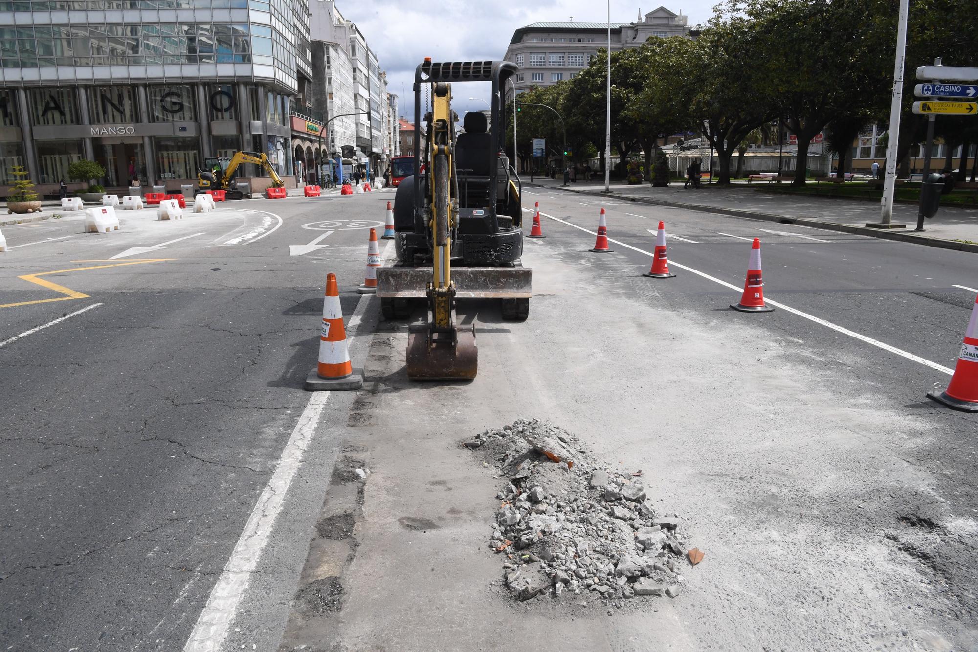 Obras de peatonalización en los Cantones