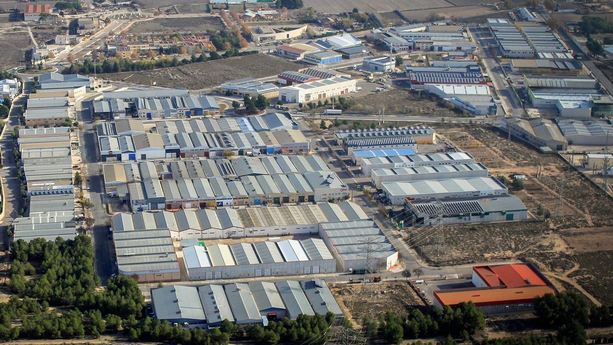 Vista aérea del polígono industrial El Rubial de Villena.