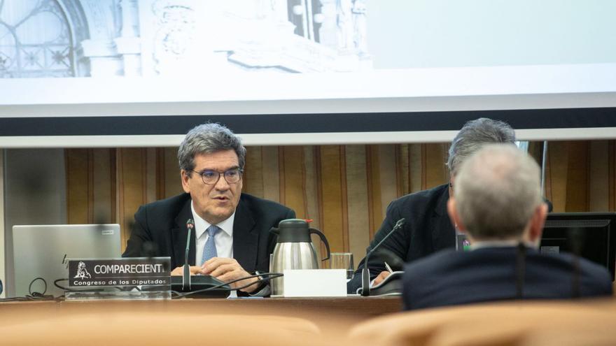 José Luis Escrivá, durante su comparecencia ayer en el Congreso. |  A. M. V. / E. P.