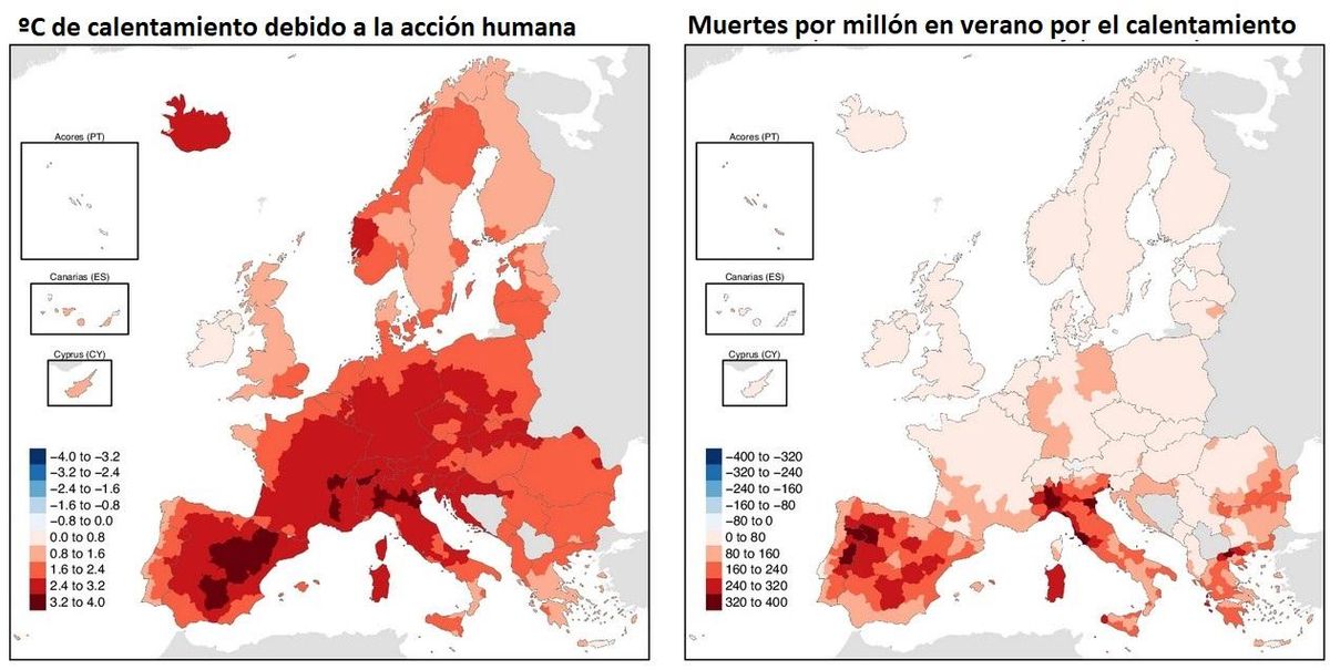 Calentamiento añadido y muertes causadas por este motivo