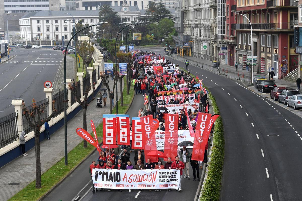 Una de las manifestaciones del primero de mayo en A Coruña en años pasados.