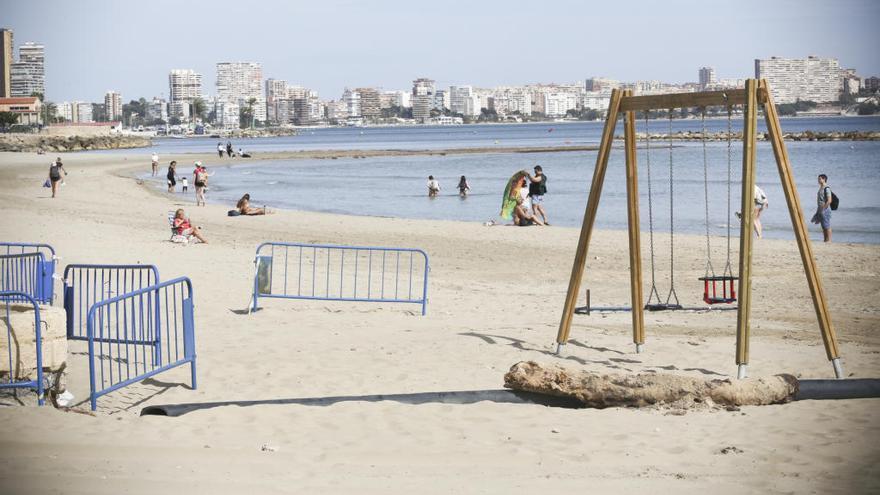 La zona afectada de la playa del Postiguet, hace unas semanas