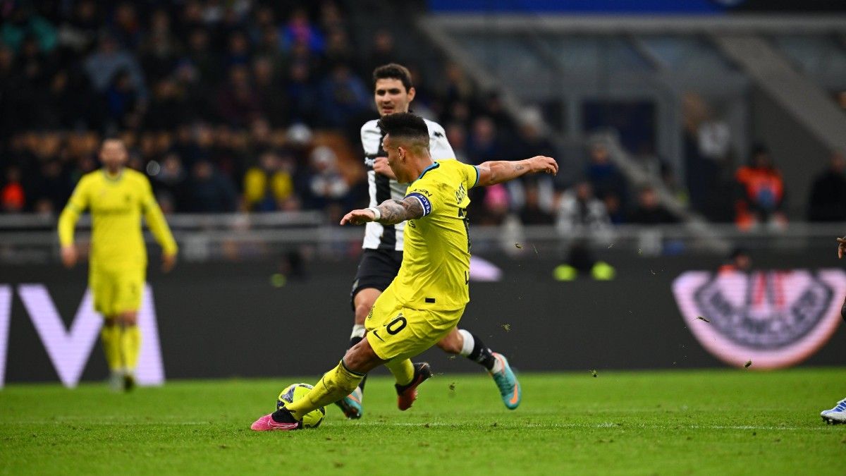 Lautaro, en la acción del gol del empate del Inter