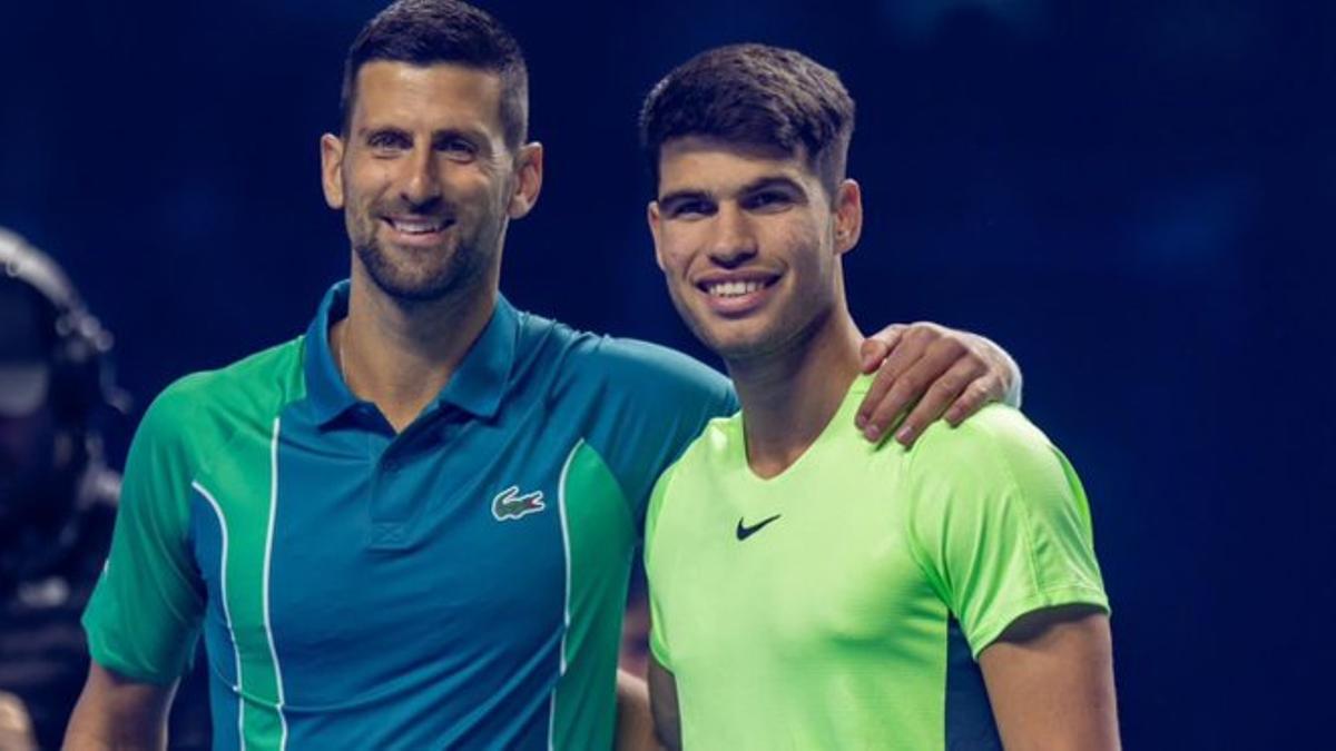 Djokovic y Alcaraz, en su última exhibición en Arabia Saudí.