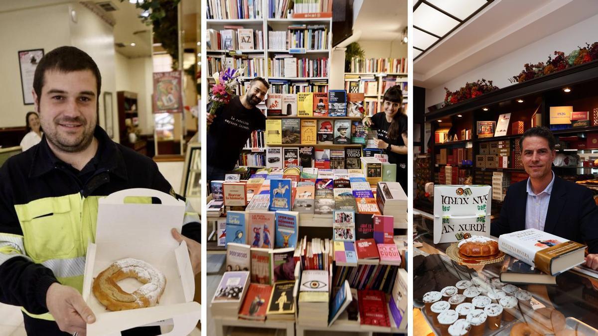Gijón celebra San Xurde con gusto por los libros y las roscas, agotadas, en imágenes