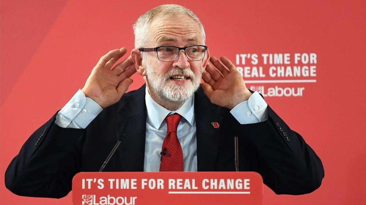 Jeremy Corbyn, durante un acto electoral en Harlow.