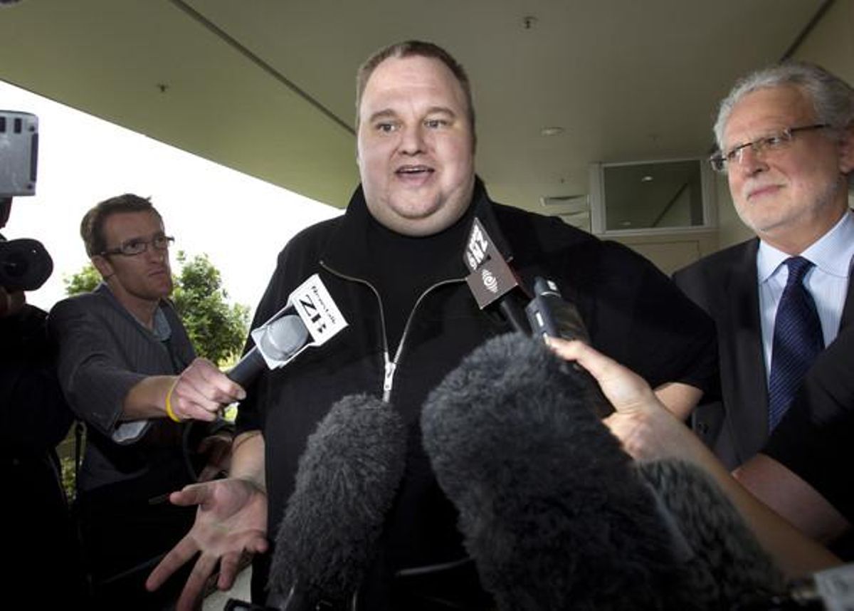 Kim Dotcom, el 22 de febrer, quan va ser posat en llibertat. Kim Dotcom, el 22 de febrer, quan va ser posat en llibertat.