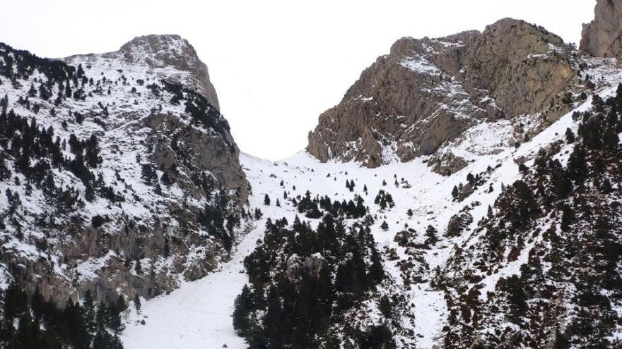 Zona on ha caigut l&#039;esquiador rescatat amb helicòpter al Pedraforca