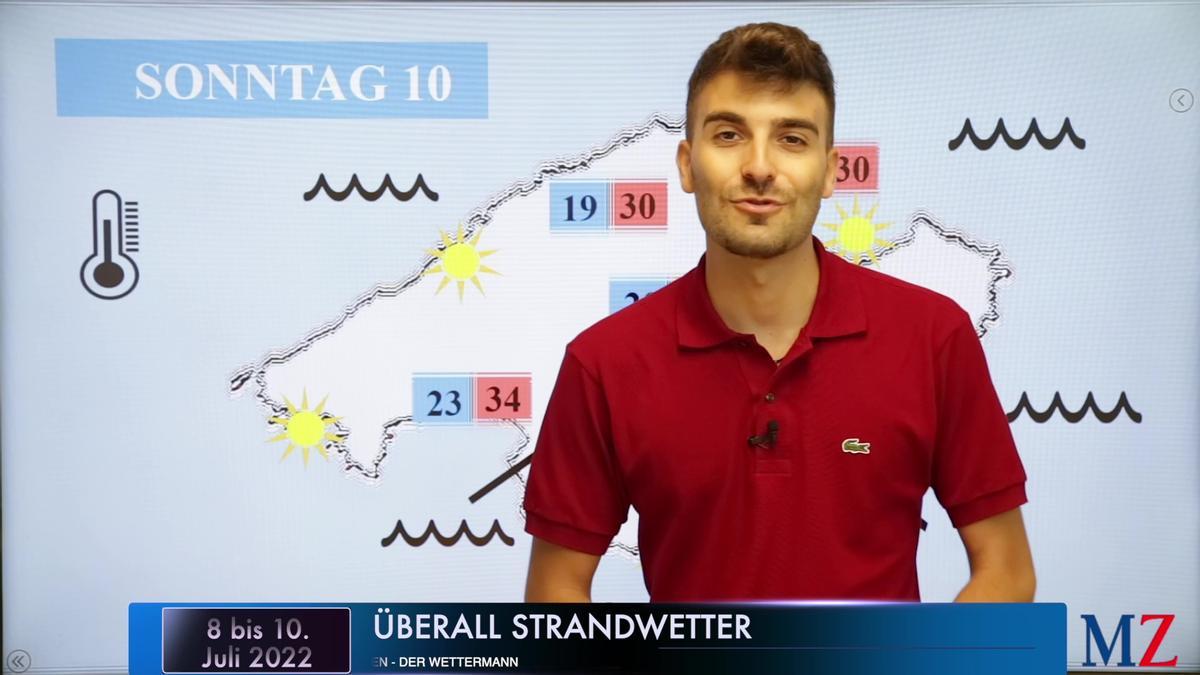 Der MZ-Wettermann Duncan Wingen bei der Vorhersage für das Wochenende vom 8. bis 10. Juli