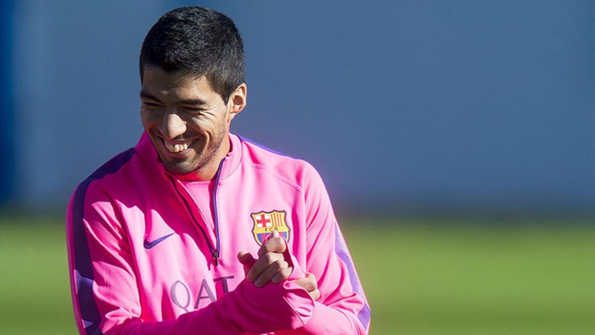 Luis Suárez, durante un entrenamiento en la ciudad deportiva de Sant Joan Despí