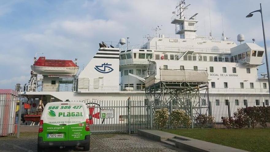 La llegada de los técnicos al puerto para desinfectar el buque.