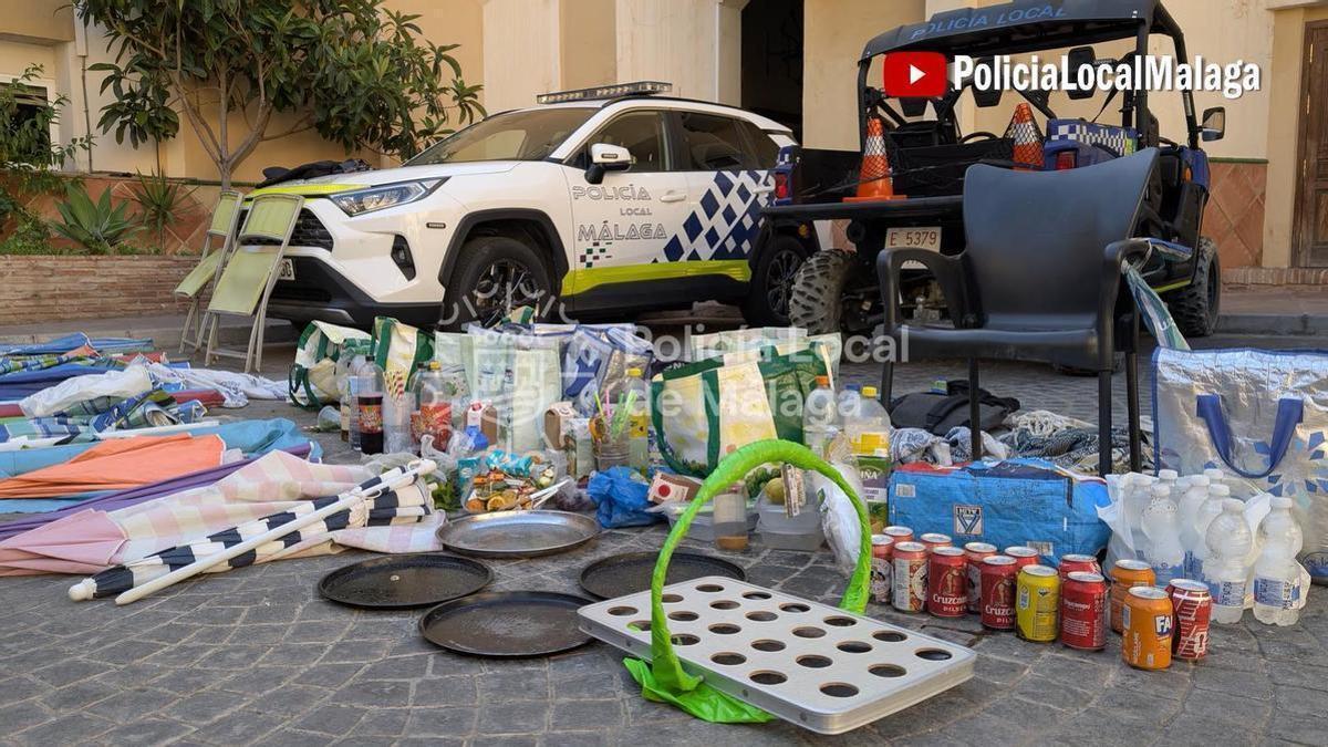 Denunciadas siete personas por venta ilegal y ocupación de espacio público en la playa de La Malagueta