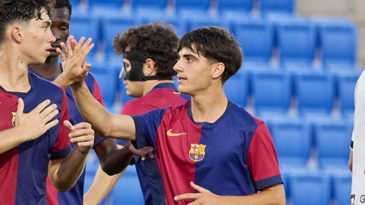 Guillem Víctor marcó un gol en el Barça atlètic 3 l'Hospitalet 0