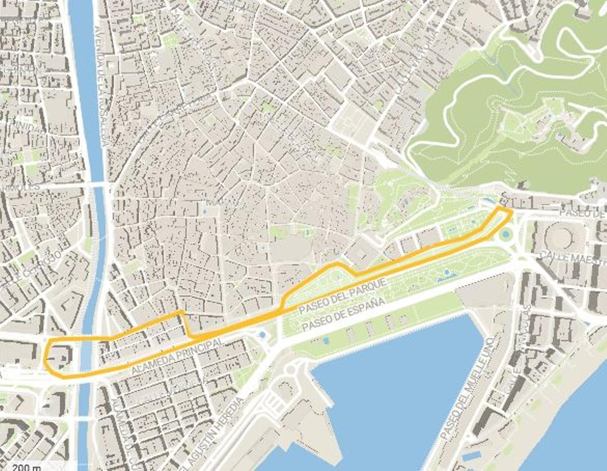Itinerario de la Cabalgata de Reyes por las calles de Málaga.