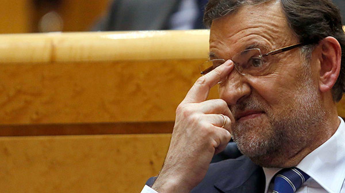 Rajoy, durant la seva compareixença. Foto: AGUSTÍN CATALÁN / Vídeo: ATLAS