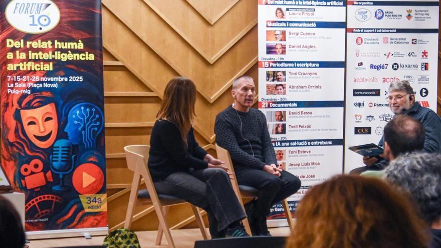 Txell Feixes i David Bassa amb el periodista Josep Genescà