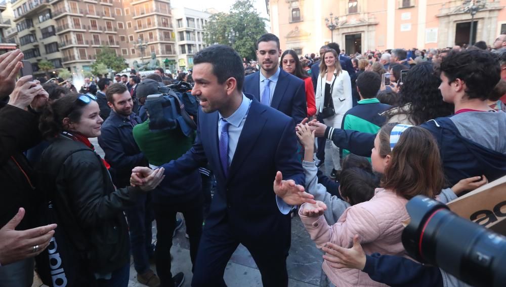 Celebración del triunfo en la Eurocup del Valencia Basket en València