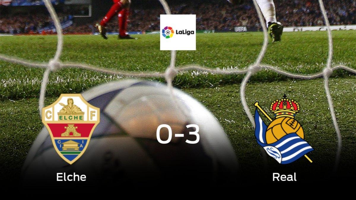 La Real Sociedad se lleva los tres puntos a casa tras golear al Elche (0-3)