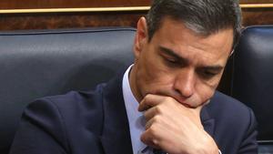 El presidente del Gobierno, Pedro Sánchez, durante el debate de investidura en el Congreso.