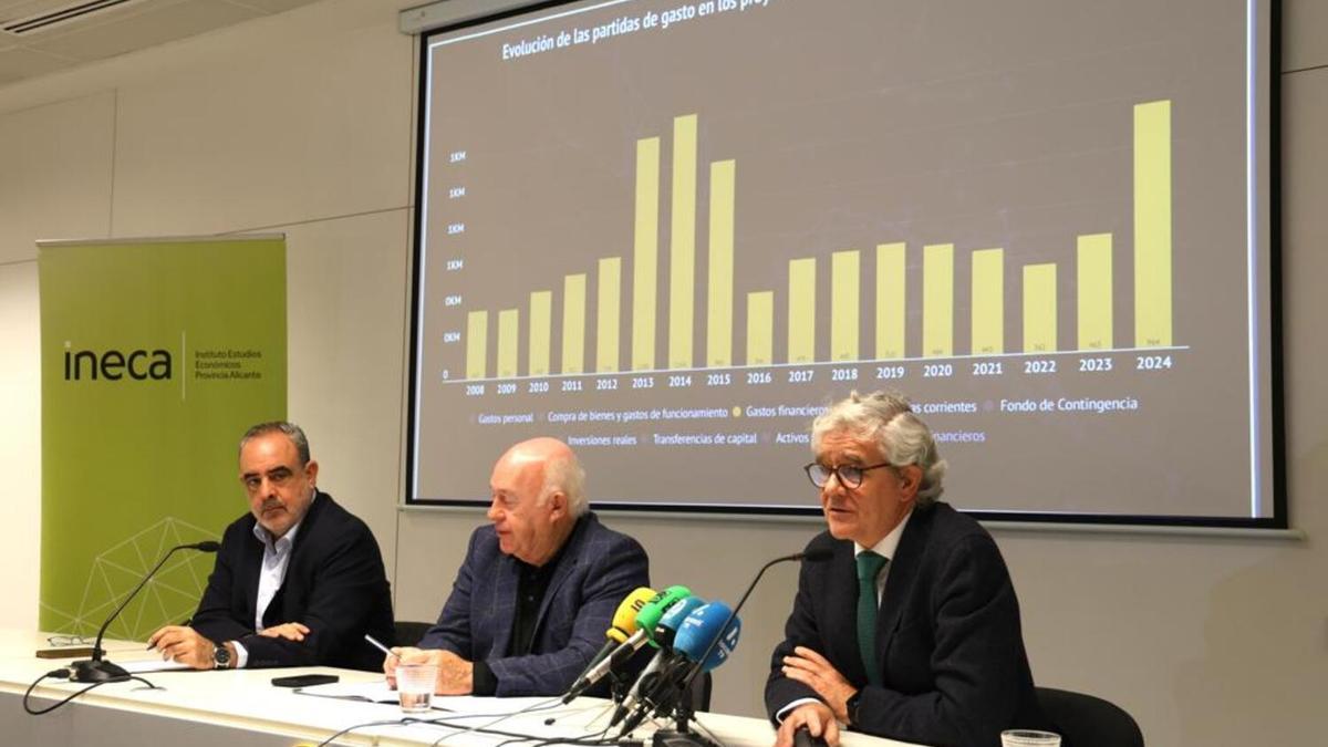 Nacho Amirola, Joaquín Pérez y Francisco Llopis han presentado el informe sobre los presupuestos autonómicos
