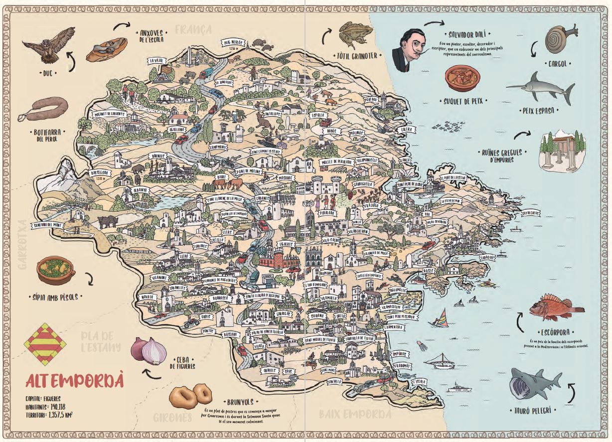 Mapa il·lustrat de l&#039;Alt Empordà