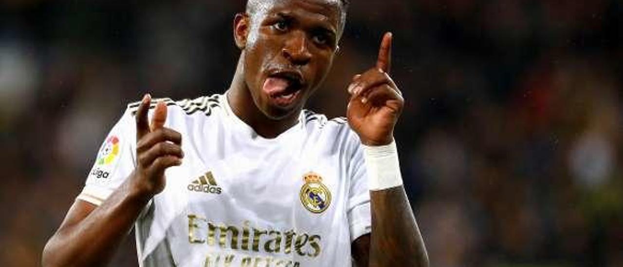 Vinicius celebra su gol ante el Barcelona el domingo.