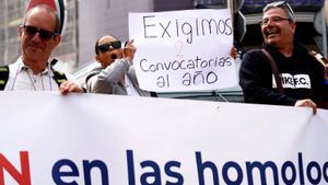 Protesta de sanitarios migrantes