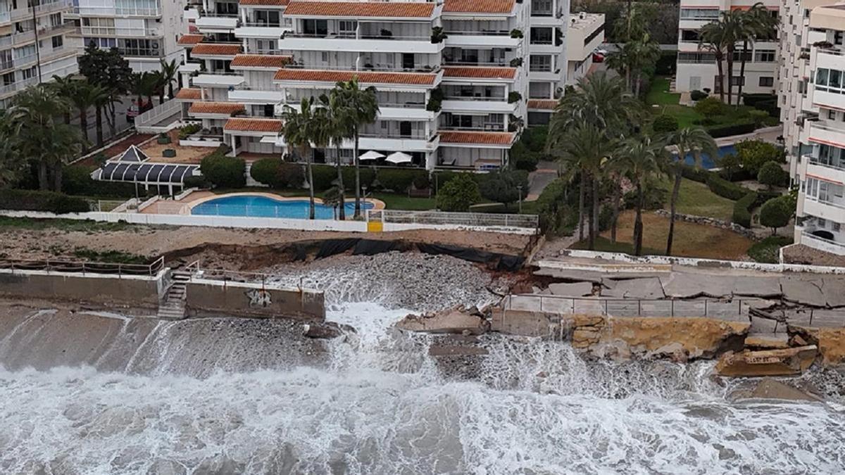 Zona de Cap Negret afectada por el temporal marítimo
